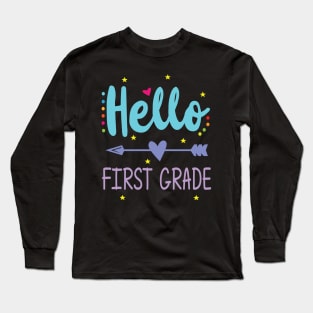 Heart Arrow Teacher Student Back To School Hello First Grade Long Sleeve T-Shirt